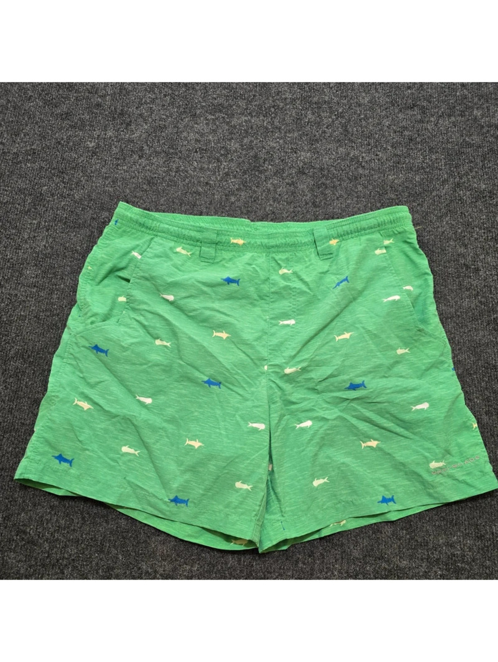 Columbia Men’s Small Green Hammerhead Shark Swim Shorts Mesh Lined Read